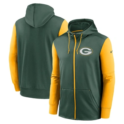 Shop Nike Green Green Bay Packers Performance Full-zip Hoodie