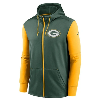 Shop Nike Green Green Bay Packers Performance Full-zip Hoodie
