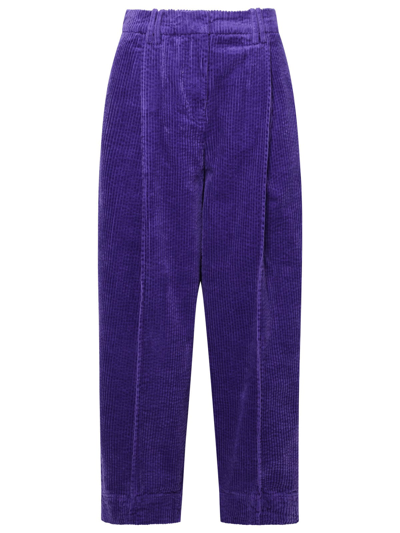 Shop Ganni Corduroy Purple Corduroy Pants In Violet