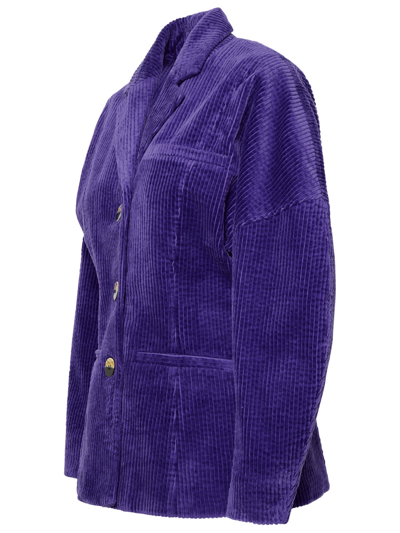 Shop Ganni Corduroy Purple Corduroy Blazer In Violet