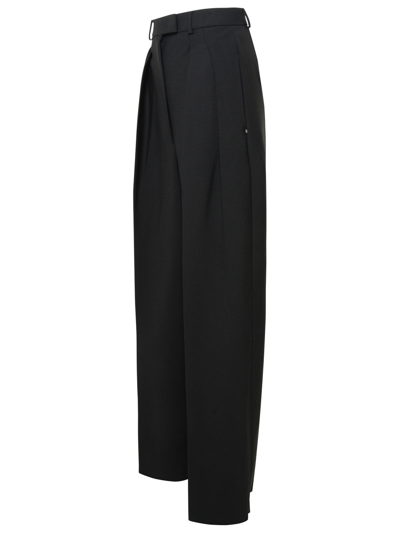 Shop Sportmax Enro Gessati Virgin Wool Blend Pants In Black