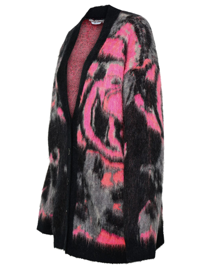Shop Msgm Two-tone Mohair Blend Cardigan In Pink