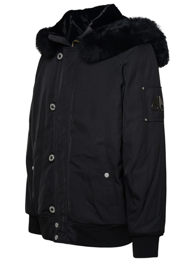 Shop Moose Knuckles Strathmore Black Polyester Bomber Jacket