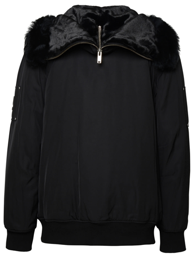 Shop Moose Knuckles Strathmore Black Polyester Bomber Jacket