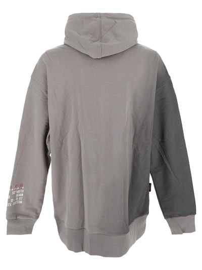 Shop Evisu Bi-toned Logo Hoodie In Grey