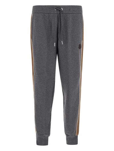 Shop Moncler Cotton Sweatpants In Grey