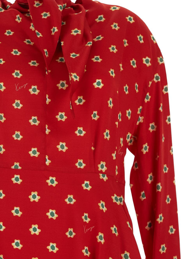 Shop Kenzo Teddy Flower Midi Dress In Red