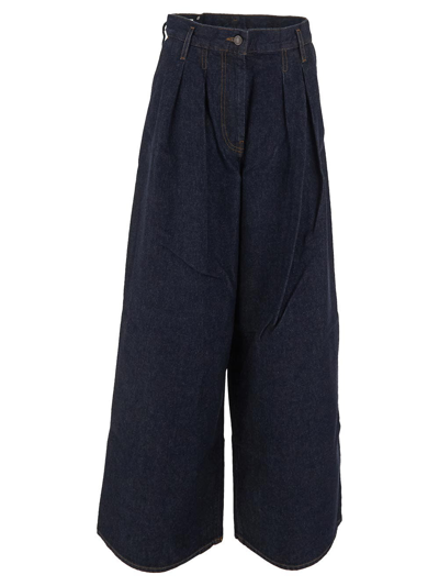 Dries Van Noten Indigo High-waisted Wide-leg Jeans With Exaggerated Length In Blue