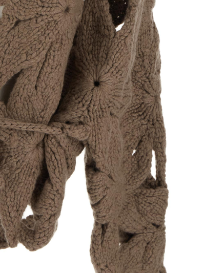 Shop Brunello Cucinelli Openwork Knit Cardigan In Brown