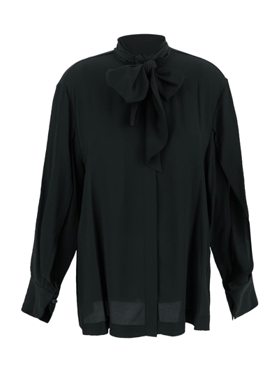 Shop Semicouture Shirt With Bow In Black
