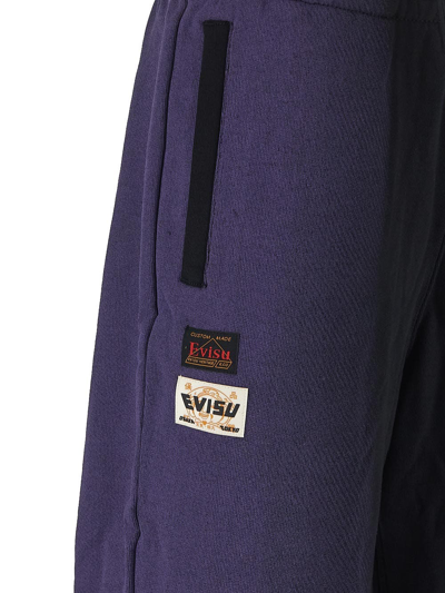Shop Evisu Logo Print Bi-toned Sweatpants In Black
