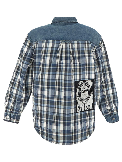Shop Evisu Padded Shirt Jacket In Blue