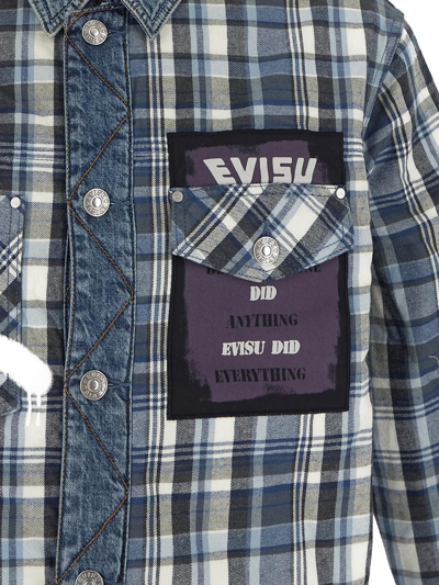 Shop Evisu Padded Shirt Jacket In Blue