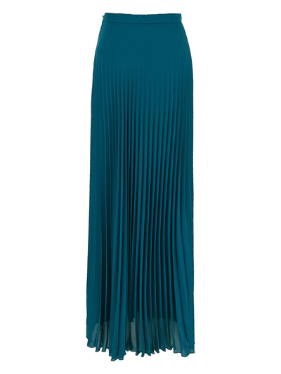 Shop Elisabetta Franchi Strass-embellished Pleated Skirt In Blue