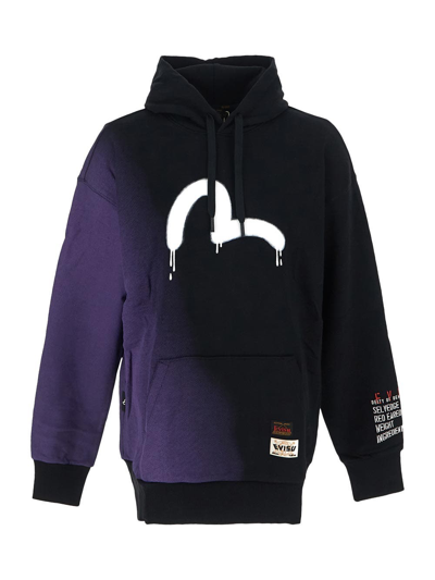 Shop Evisu Bi-toned Logo Hoodie In Black