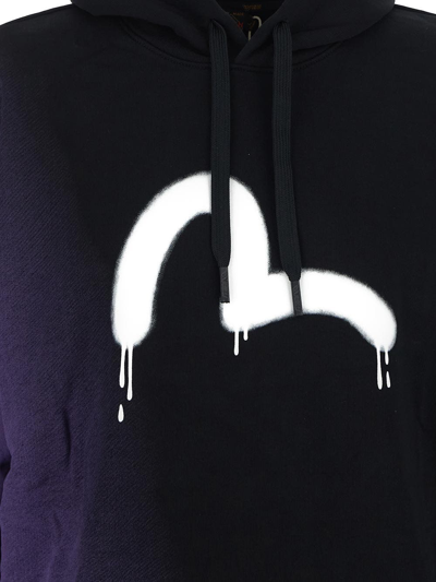Shop Evisu Bi-toned Logo Hoodie In Black