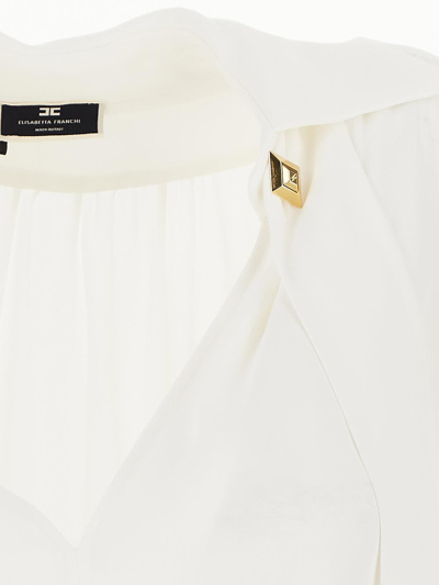 Shop Elisabetta Franchi Shawl-neck Blouse In White