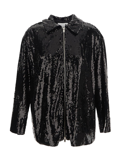 Shop Erika Cavallini Sequin Jacket In Black