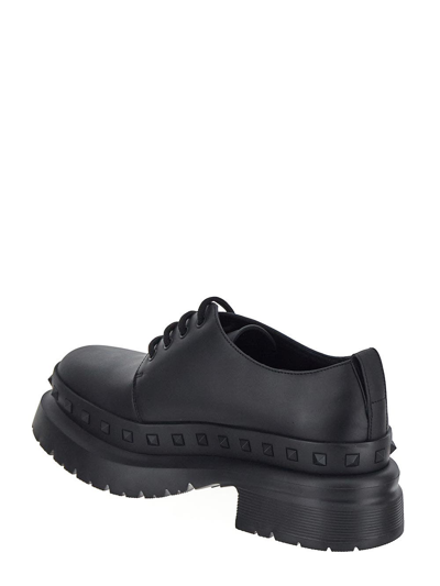 Shop Valentino Studded Plain Oxford Shoes In Black