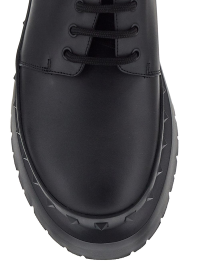 Shop Valentino Studded Plain Oxford Shoes In Black