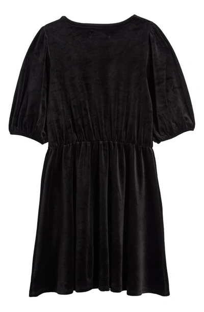 Shop Melrose And Market Kids' Puff Sleeve Velour Dress In Black