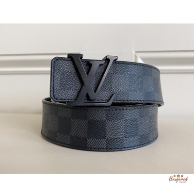 Pre owned Louis Vuitton Damier Graphite Lv Initials Buckle Belt M9808 In Black ModeSens