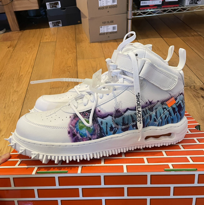 Pre-owned Nike X Off White Off-white Air Force 1 Mid Graffiti Shoes In  White/clear/white
