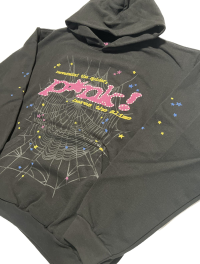 Pre Owned Spider Worldwide Sp5der Pnk Hoodie In Black Modesens