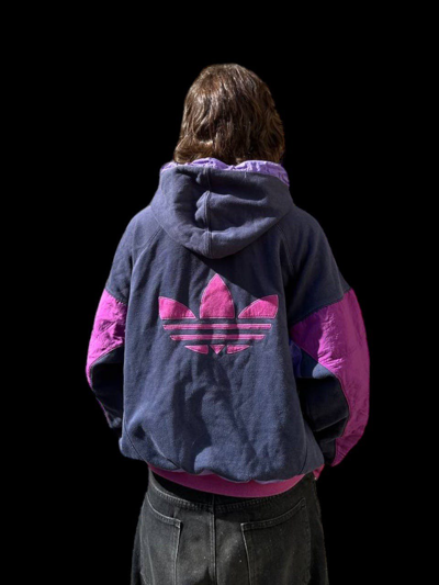 Pre-owned Adidas X Vintage Adidas Vintage Boxy Purple Streetwear Zip Hoodie  | ModeSens