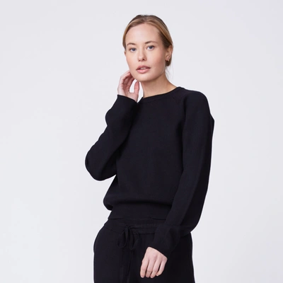 Monrow Soft Knit Raglan Sweater In Black