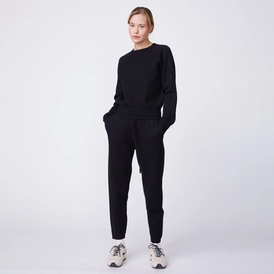 Monrow Soft Knit Raglan Sweater In Black