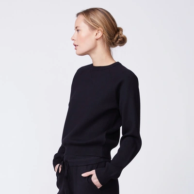 Monrow Soft Knit Raglan Sweater In Black