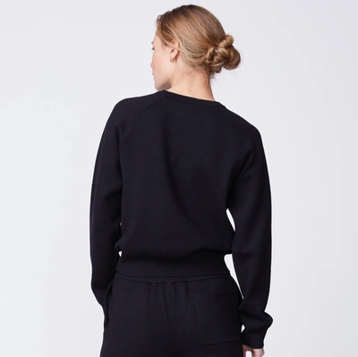 Monrow Soft Knit Raglan Sweater In Black