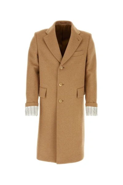 Shop Gucci Man Camel Wool Coat In Brown