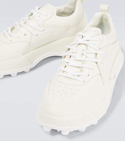 Shop Jil Sander Semanado Leather Sneakers In White