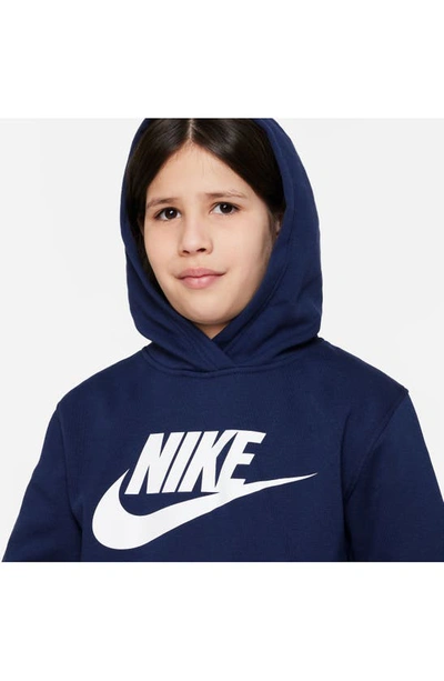 Shop Nike Kids' Sportswear Club Fleece Hoodie In Midnight Navy/ White