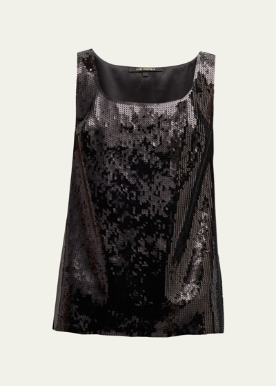 Shop Kobi Halperin Gillian Sleeveless Scoop-neck Sequin Blouse In Black