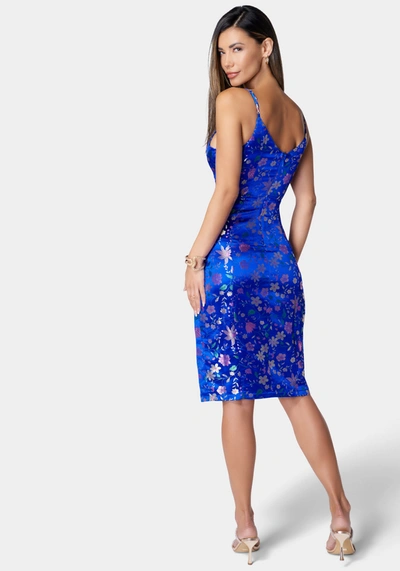 Shop Bebe Floral Jacquard Midi Dress In Blue