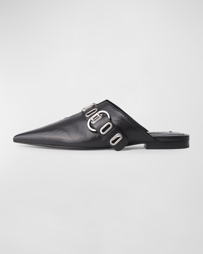 Shop Rag & Bone Victory Leather Buckle Mules In Blk