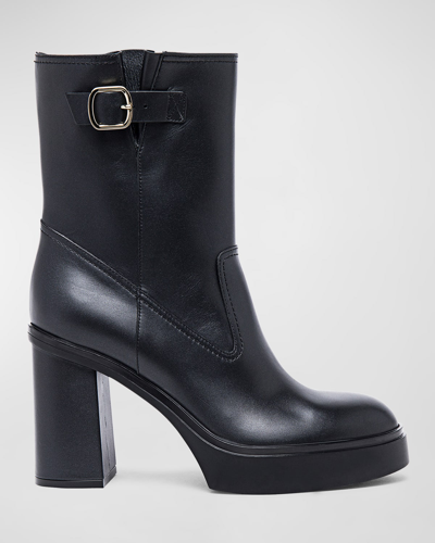 Shop Santoni Libra Leather Buckle Boots In Black