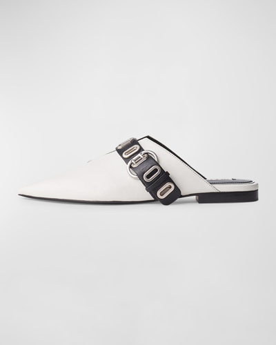 Shop Rag & Bone Victory Leather Buckle Mules In Brightwht