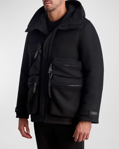 Shop Karl Lagerfeld Men's Multi-pocket Down Military Jacket In Black