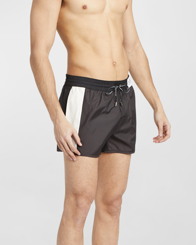 Shop Dolce & Gabbana Men's Retro Swim Shorts In Black/brow