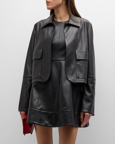 Shop Alexis Peri Vegan Leather Jacket In Noir