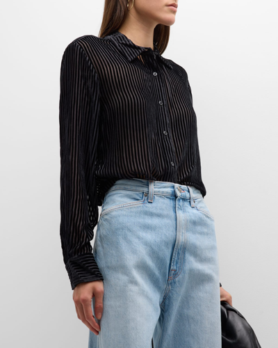Shop Rag & Bone Lila Button-front Burnout Shirt In Black