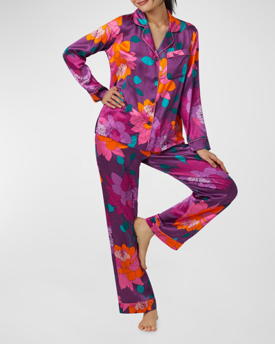 Shop Bedhead Pajamas Floral-print Silk Satin Pajama Set In Evening Blooms