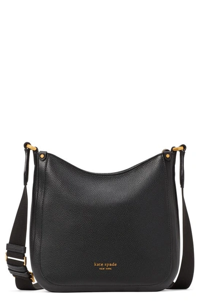 Shop Kate Spade New York Medium Roulette Pebble Leather Crossbody Bag In Black
