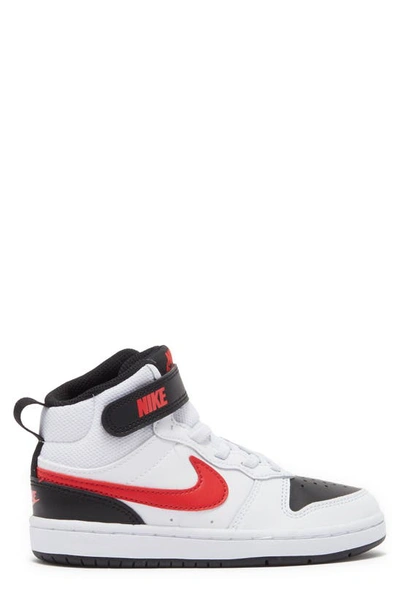 Shop Nike Kids' Court Borough Mid 2 Basketball Shoe In White/ University Red