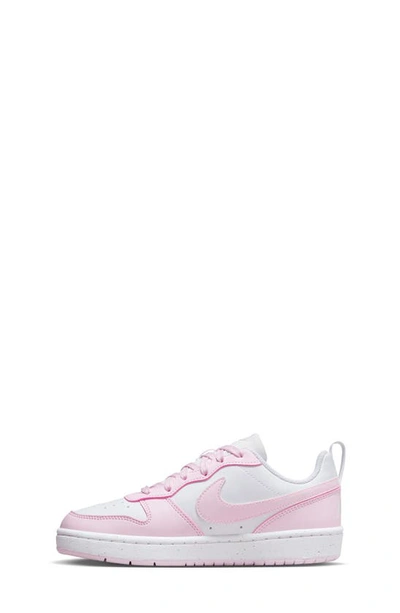 Shop Nike Kids' Court Borough Low Recraft Sneaker In White/ Pink Foam