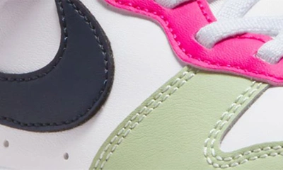 Shop Nike Kids' Court Borough Low Recraft Sneaker In White/ Obsidian/ Fierce Pink